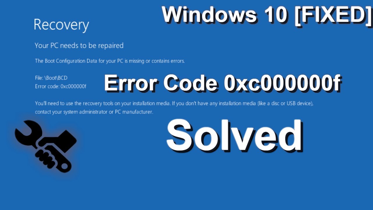 Windows 10 Fixed Error Code 0xc000000f Easy Fix Youtube