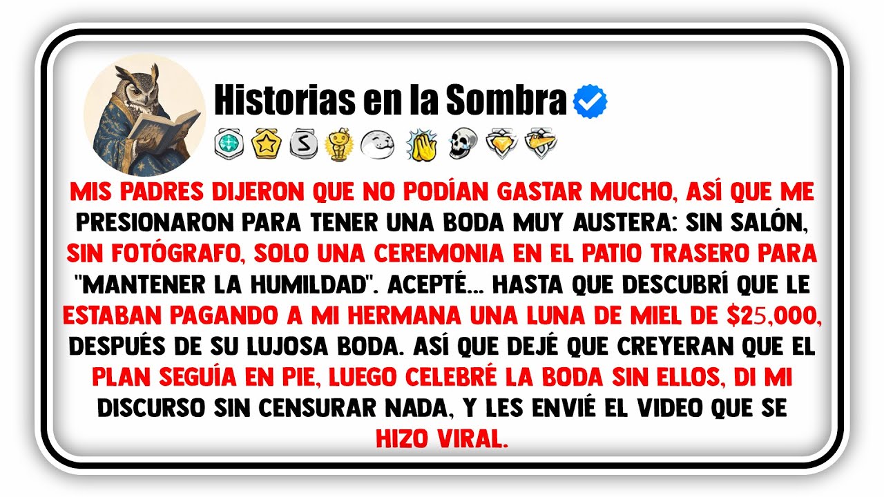Mis padres dijeron que no podían gastar mucho, así que me presionaron para tener una boda muy...