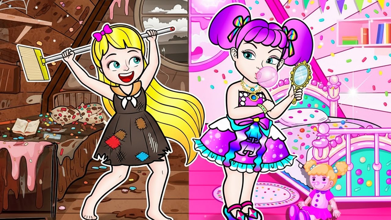 💖Paper Dolls💖 Poor Daughter Rapunzel Switches Life With Rich Princess - Rapunzel Compilation 놀이 종이