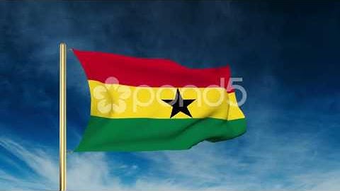 Ghana Flag Slider Style. Waving In The Wind With Cloud Background Animation