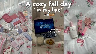 Cozy fall day with me🍂 | cookies, Harry Potter, editing, self care, new stationery✨