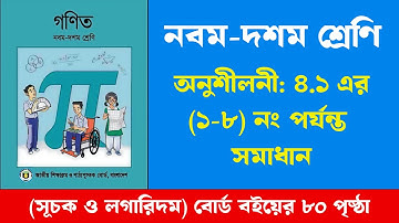 ৯ম-১০ম শ্রেণি গণিত অনুশীলনী ৪.১ | সূচক ও লগারিদম | SSC General Math Chapter 4.1