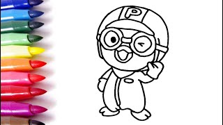 Mudah Menggambar Pororo | Belajar menggambar dan mewarnai
