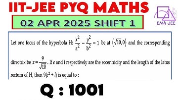 Let one focus of the hyperbola H: x^2/a^2 -y^2/b^2 =1 be at (√10,0) and the corresponding directrix