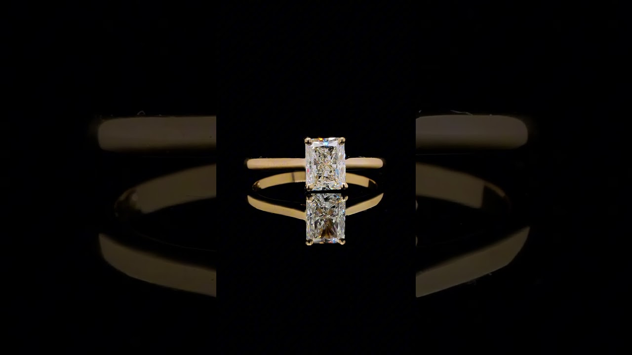 Radiant Cut Solitaire Diamond Ring In 18K Yellow Gold With Gia Report - Orogem Jewelers