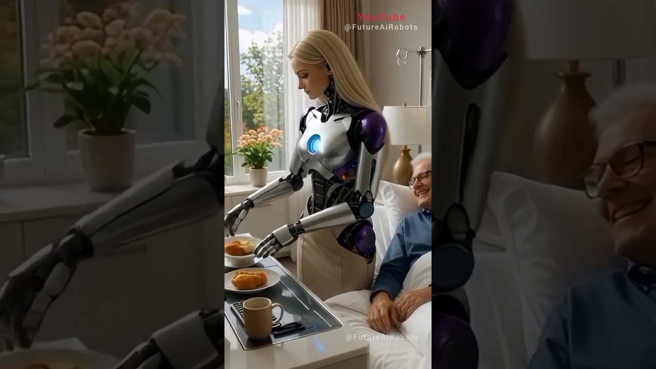 Robot Girl Cares for Elderly Man with Love and Comfort 🤖💙 