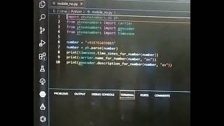 Mobile number to find location using python library #project #pythonproject #trending #trend #forfun