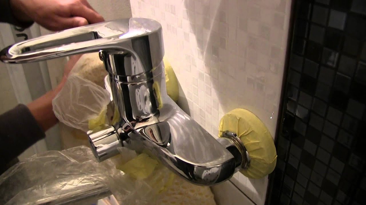 Монтаж - установка смесителя в ванной - YouTube