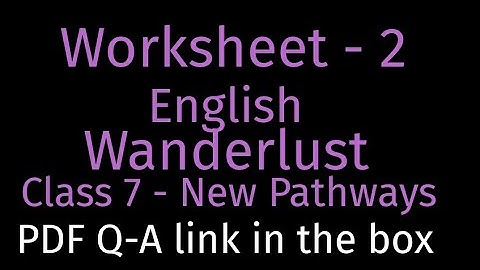 class 7 worksheet 2 English