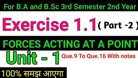 Exercise 1.1 Forces Acting At a Point Statics Math For B.Sc Second Year || 3rd Semester || Part-2