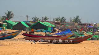 Ramachandi beach shoreline featuring boats tents and soft waves screenshot 1