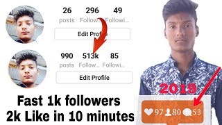 How to Increase INSTAGRAM Followers&Likes 2019|2 ways|1k followers 2k Like in 10 minutes with proof