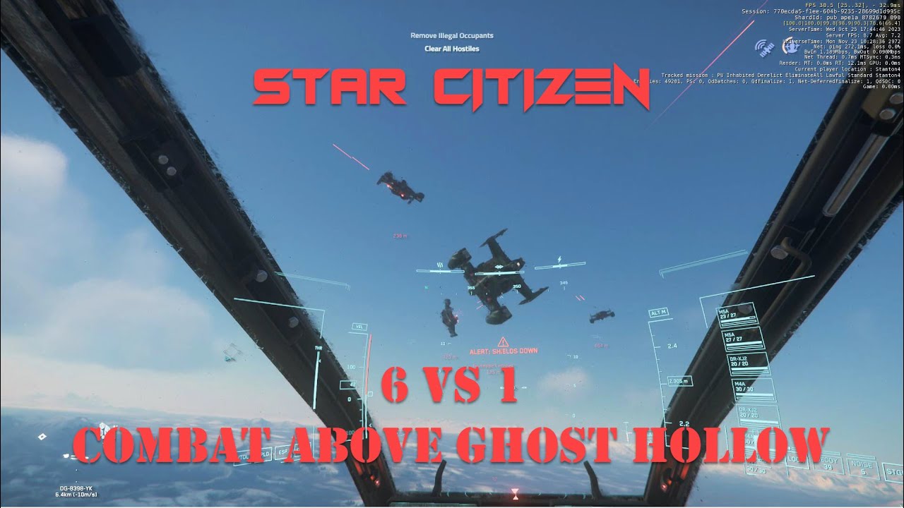 Star Citizen - 6v1 Aerial Combat Above Ghost Hollow - YouTube