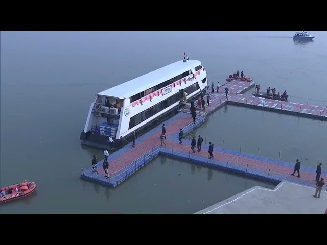 PM Shri Narendra Modi inspects various Bhawana en-route Lalita Ghat Jetty