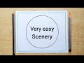 Beautiful Circle Scenery Drawing || Circle Scenery Drawing || Pencil Drawing Step by Step