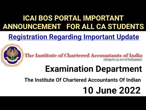 ICAI BOS PORTAL IMPORTANT ANNOUNCEMENT FOR ALL CA STUDENTS