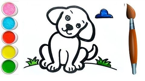 Dog drawing for kids | Painting & Coloring | How to draw dog | Kids drawing | Kids video #dog