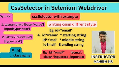 css Selector in selenium webdriver with example | css selectro command in webdriver | css selector