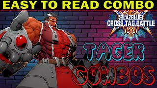 BBTAG Iron Tager Combos - Easy To Read Combo Inputs - Blazblue Cross Tag Battle 2.0 - ZEPHELA