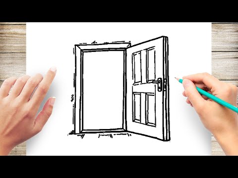 How To Draw Opening Door Step by Step