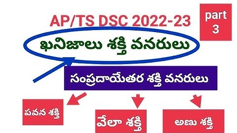 AP/TS DSC 2022-23|ఖనిజాలు శక్తి వనరులు|సంప్రదాయేతర శక్తి వనరులు|సోషల్ స్టడీస్ 8th class