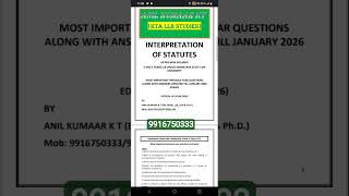 KSLU 3 and 5 Years LLB all subjects New Edition notes are available contact 9916750333