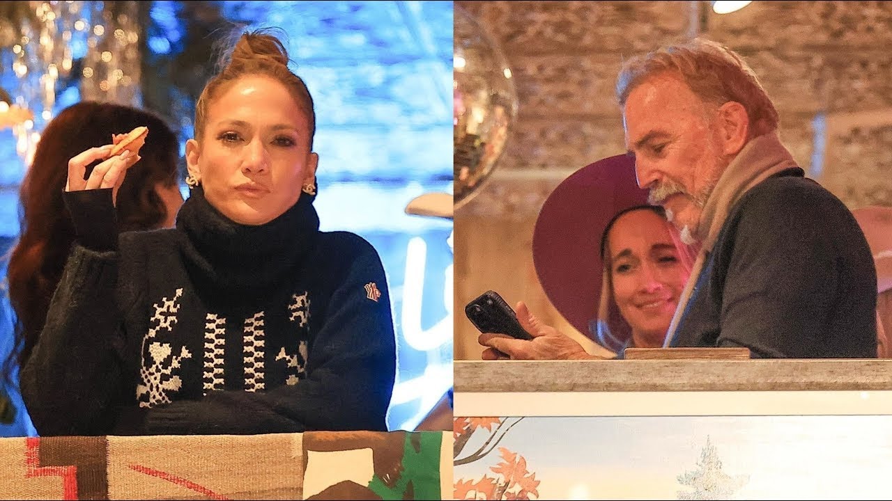 Jennifer Lopez Enjoys A Drink With Kevin Costner in Aspen