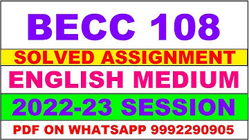 becc 108 solved assignment 2022-23 | becc 108 solved assignment in english 2022-2023 | becc 108 2023