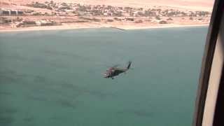 Awesome Aerial Footage of Black Hawk Helicopters Flying Over Kuwaiti Desert and Arabian Gulf