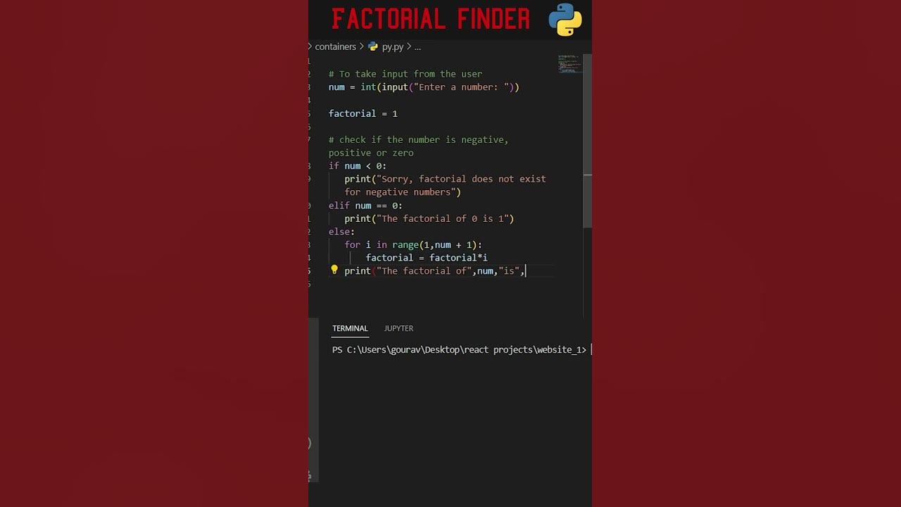Find Factorial! in python #programming #coding #python #pythontircks # ...