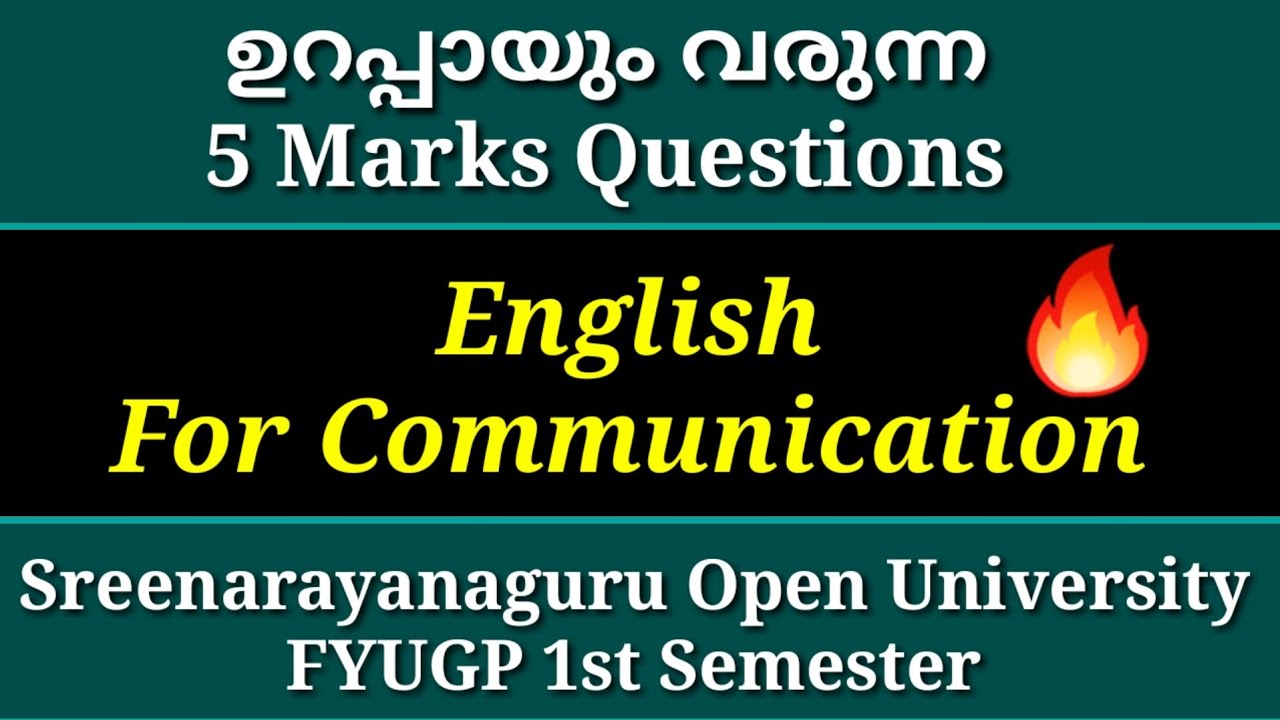 ഉറപ്പായും വരുന്ന 5 Marks Questions |English For Communication|SGOU FYUG 1st Semester