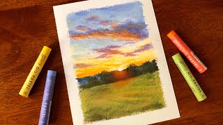 Oil Pastel Painting 油画棒  Countryside Sunset  (see descriptions for color codes)