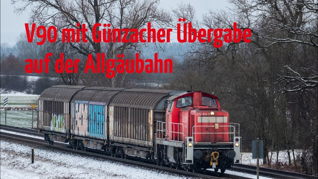 Günzacher Übergabe mit BR294 fährt in winterlichen Verhätlnissen gen ...