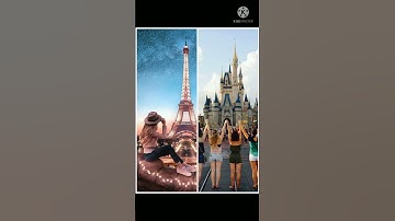 Girls poses  with Eiffel tower🗼 vs Disney Land poses with girls🥰🥰 #short update #new video
