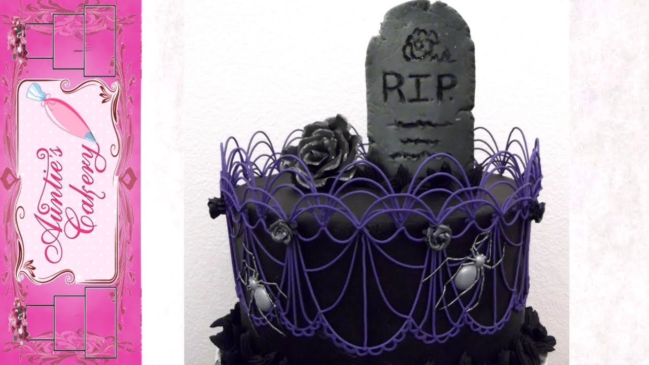 halloween graveyard stringwork cake youtube
