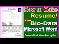 How to Make Bio Data । biodata । Bio-Data Writing System, How to Write Resume । Bio Data Format