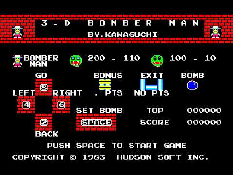 3-D Bomberman/三次元ボンバーマン (Toshiba Pasopia-7, 1983, Hudson