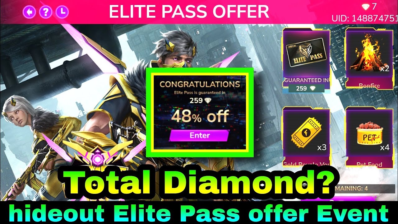 Hideout Elite Pass Offer | Free Fire Hideout Elite Pass | New Hideout Elite Pass Discount