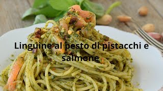 linguine al pesto di pistacchi e salmone| linguine with pistacchio pesto and salmone| #pasta #recipe