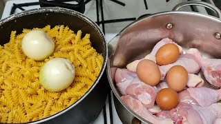 chicken with pasta sauce طريقة  عمل الدجاج مع المكرونه طريقة عمل الفر