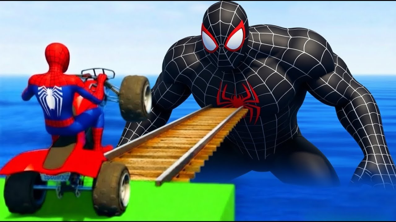 🔴 SPIDER-MAN rides on Motorcycle 🏍️ | Epic Stunts Compilation | Funny GTA 5 Superheroes Race