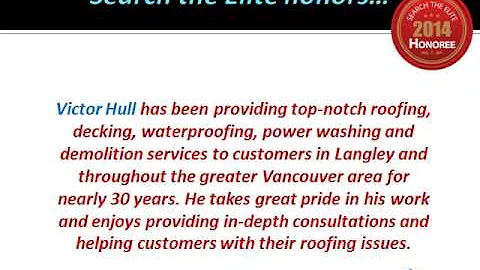 Victor Hull Holdings Ltd. Named Best Roofing Compa...