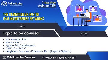Free Webinar on the transition of IPv4 to IPv6 in Enterprise Networks by PyNet Labs
