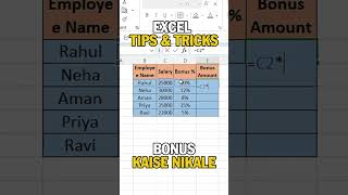 💰 Excel Me Bonus Kaise Nikale? | Easy Bonus Formula Trick ⚡ #shorts