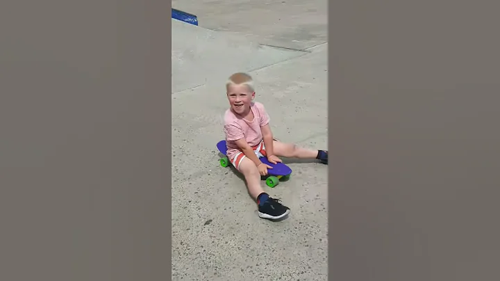 1st time on skateboard  (dominic)