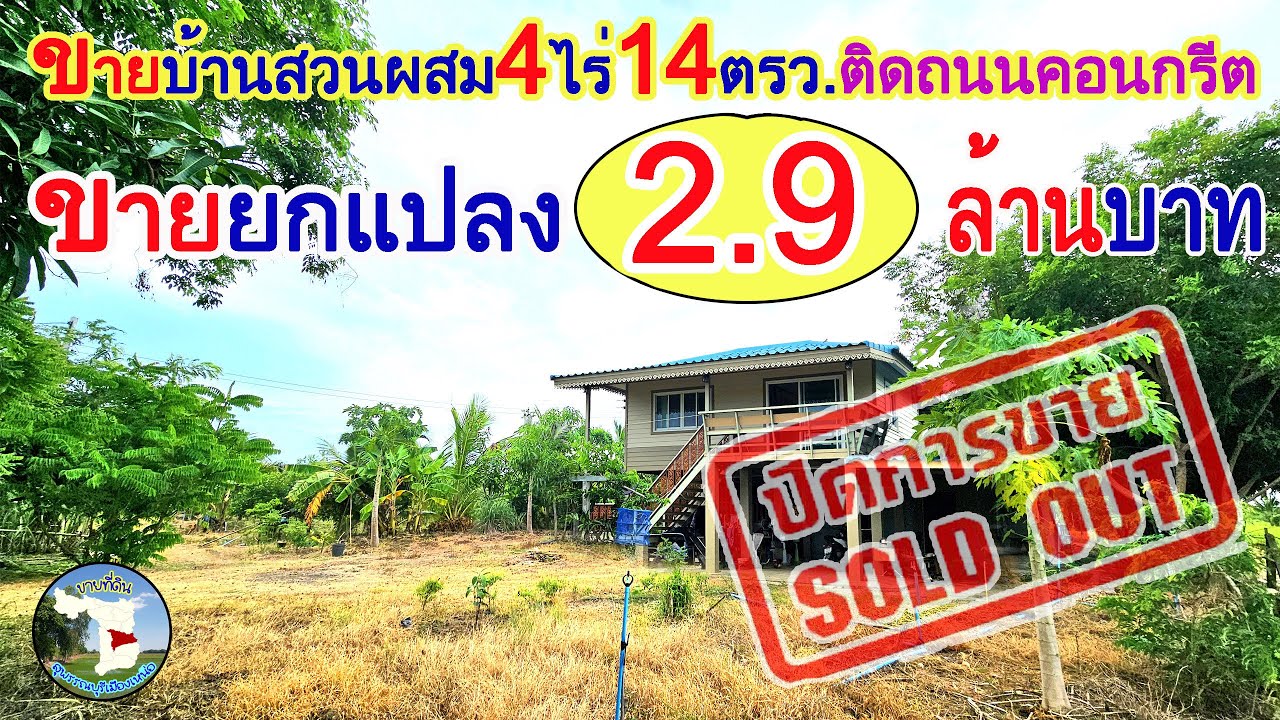 📌(ปิดการขาย)บ้านสวน4ไร่1งาน15ตรวถนนคอนกรีต💶ขายยกแปลง2.9ล้านบาท👉ต.สามโก้อ.สามโก้จ.อ่างทอง📞087-7697664