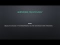 QUESTIONS ON ECOLOGY