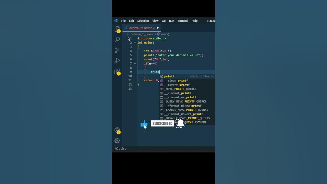 C_40 | Decimal to hexadecimal conversion code in c | #cprogramming # ...