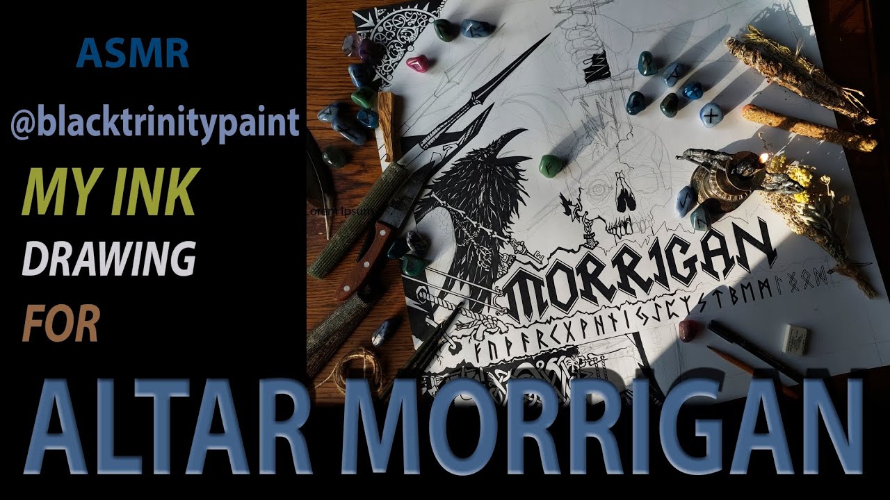 Morrigan's Runes ASMR ☠️ MY ARTWORK ☠️ ALTAR CLOTH MORRIGAN #morrigan #altar #magic # ...