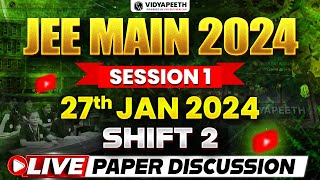 Live Paper Discussion & Analysis 🔥 JEE MAIN 2024 Session-1 | 27 Jan (Shift 2)